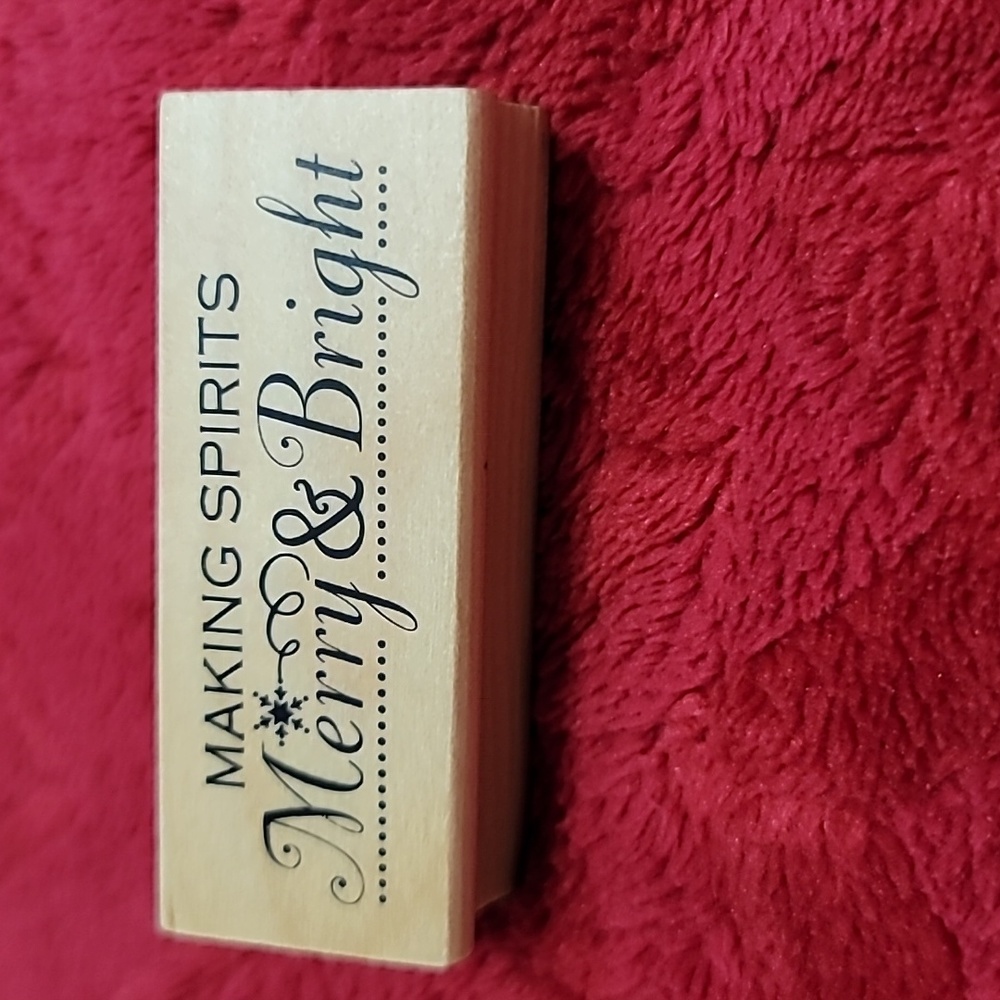 Making Spirits Merry & Bright Phrase Wooden Rubber Stamp